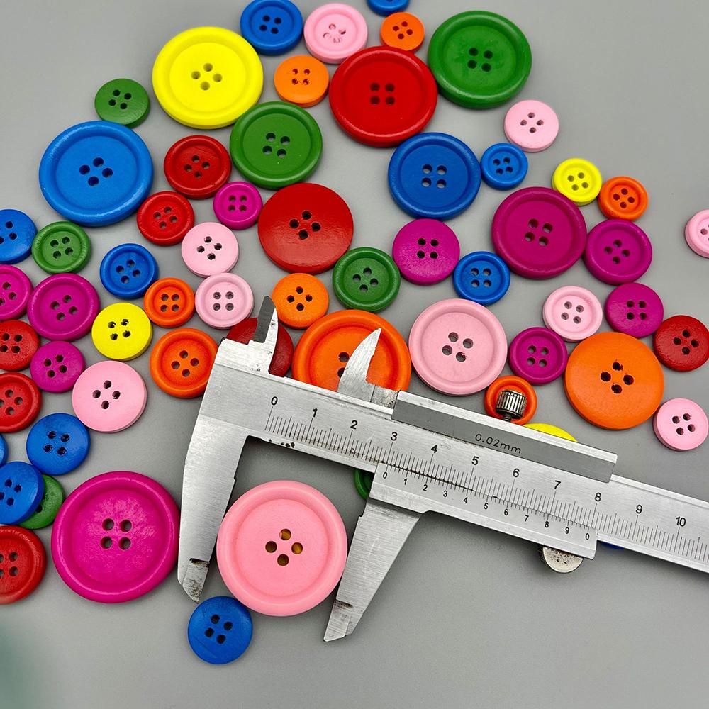 20mm Bulk Stock Plain Simple Style 4 Hole Colored Round Wood Buttons for Clothes Bag