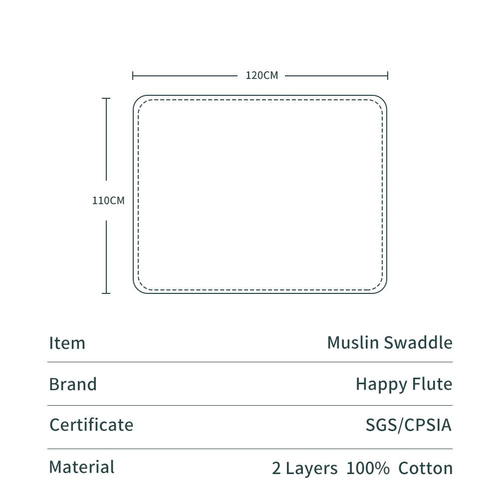 HappyFlute 120*110cmBaby Muslin Swaddle 100% Cotton Summer Cute Print Baby Blankets