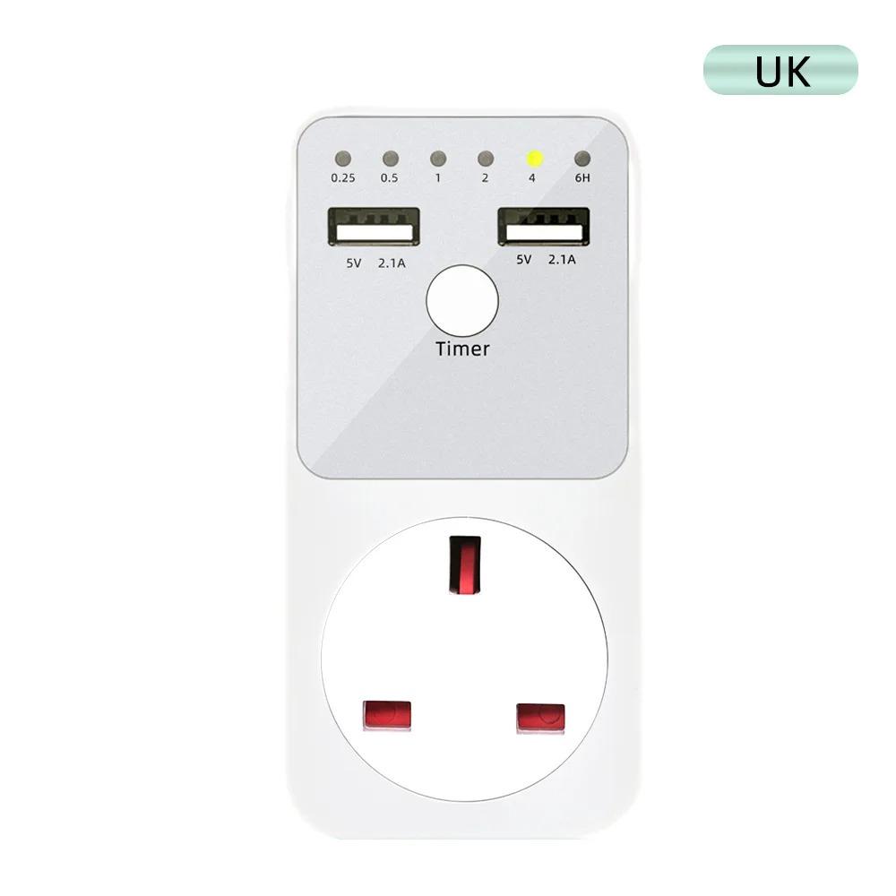 Comutator electronic cu temporizator, numărătoare inversă programabilă de 6 ore, priză cu temporizare inteligentă, interfață USB, priză EU US UK FR