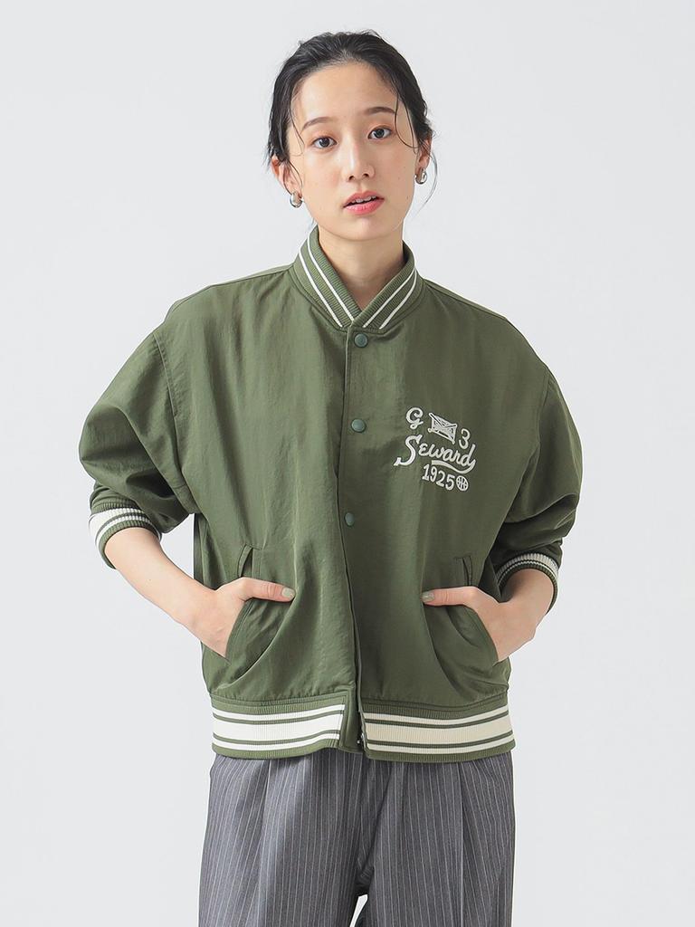 B:MING LIFE STORE by BEAMS Women's Water-Repellent Stadium Jacket, Olive, Size S
