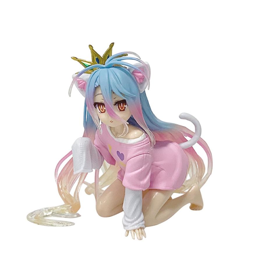 10cm No Game No Life Anime Figure Desktop Cute Cat Ear Shiro Decoration PVC Model Toy