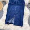 Denim Skirt Mid Length Women's Back Split Summer Korean High Waist Versatile A-Line Skirt Long Skirt