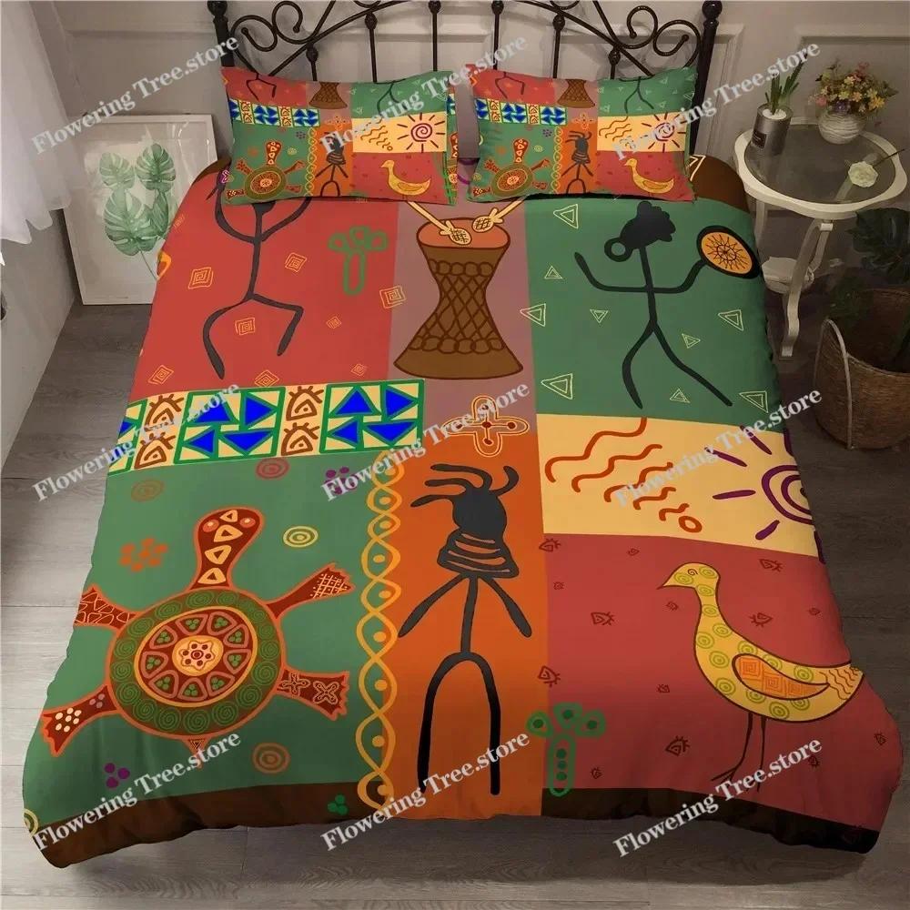 African Woman King Queen Duvet Cover Retro Exotic Tribal Black Girl Pattern Bedding Set Africa Polyester Quilt Cover Pillowcase0