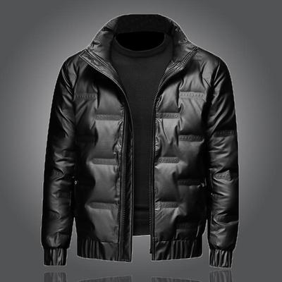Winter verdickte Baumwollkleidung Herren Trend Mode Stehkragen glänzend warme Jacke
