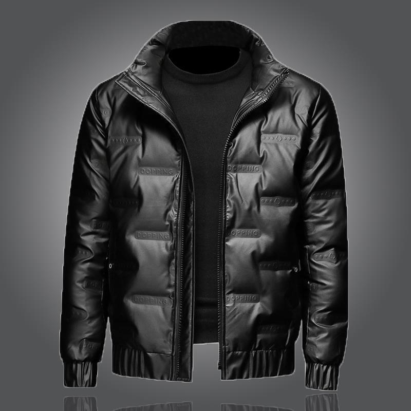Winter thickened cotton clothes men's trend fashion stand-up collar glossy warm jacket
