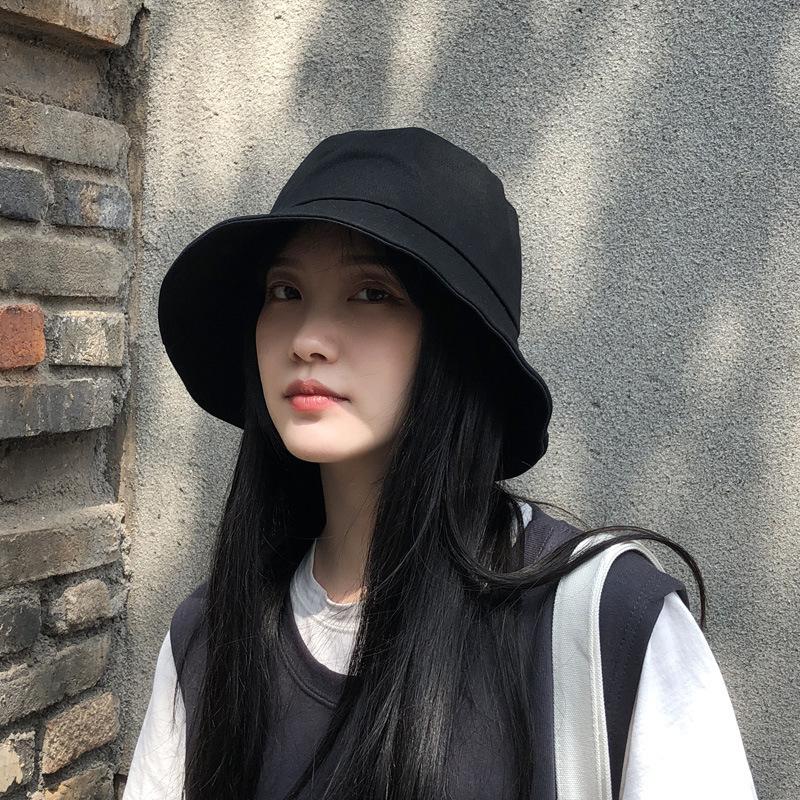 Black Fisherman Hat Women's Spring and Summer Korean Version Versatile Japanese Sun Protection Sun Hat Men's Basin Hat Trendy