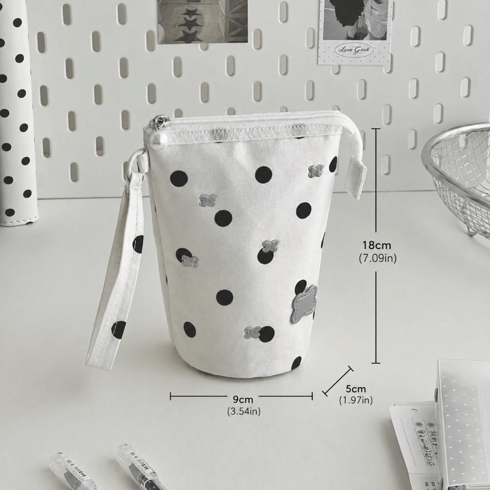 Large Capacity Makeup Bag Polka Dot Print Pencil Case Korean Style Jewelry Pouch  Gift