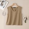 ZANZEA Women Casual V-Neck Summer Sleeveless Cotton Tank Tops