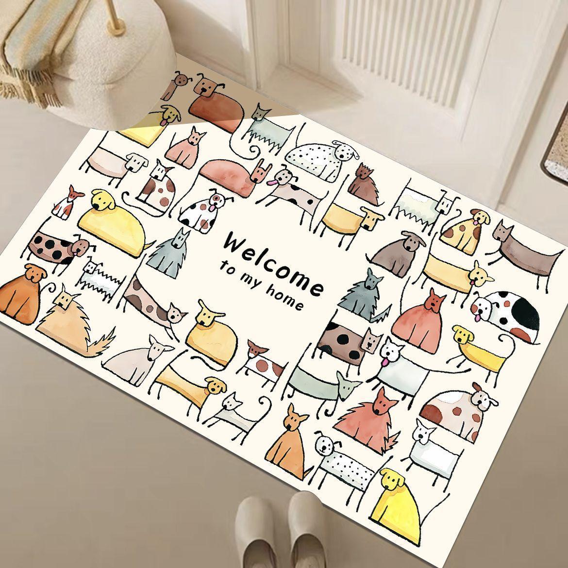 

Диатомовый грязепоглощающий коврик для пола, коврик для двери с изображением мультяшной собаки, нескользящий коврик для ног, домашний ковер для крыльца 80 * 50 cm (diatom mud)