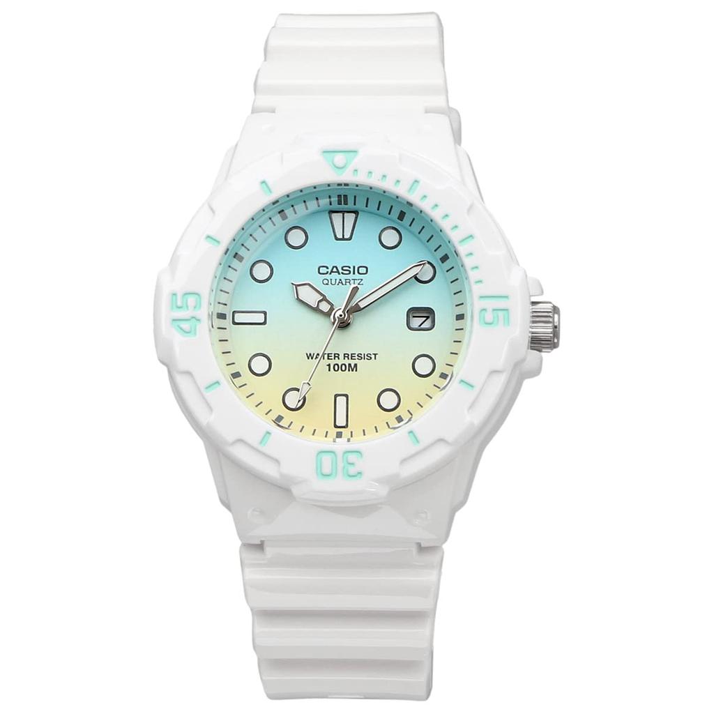 CASIO LRW-200H-2E2V analog watch for women and kids, cheep casio, gloss white x pastel blue gradation, overseas model