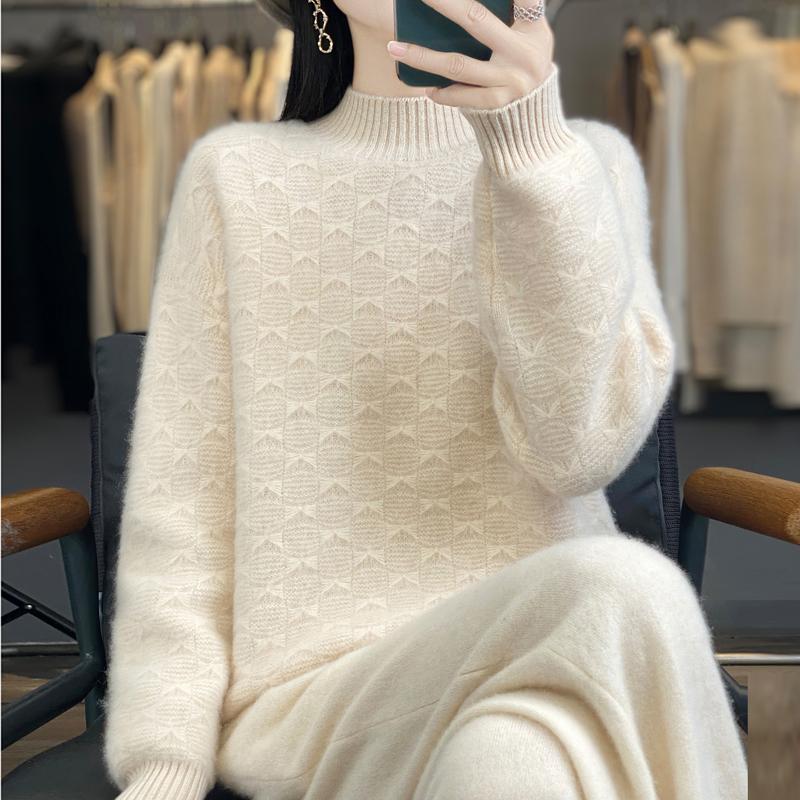 Women Sweater 100% Wool MODERN NEW SAGA Turtleneck Knit Pullover Thick Winter Jumpers Female Knit Tops