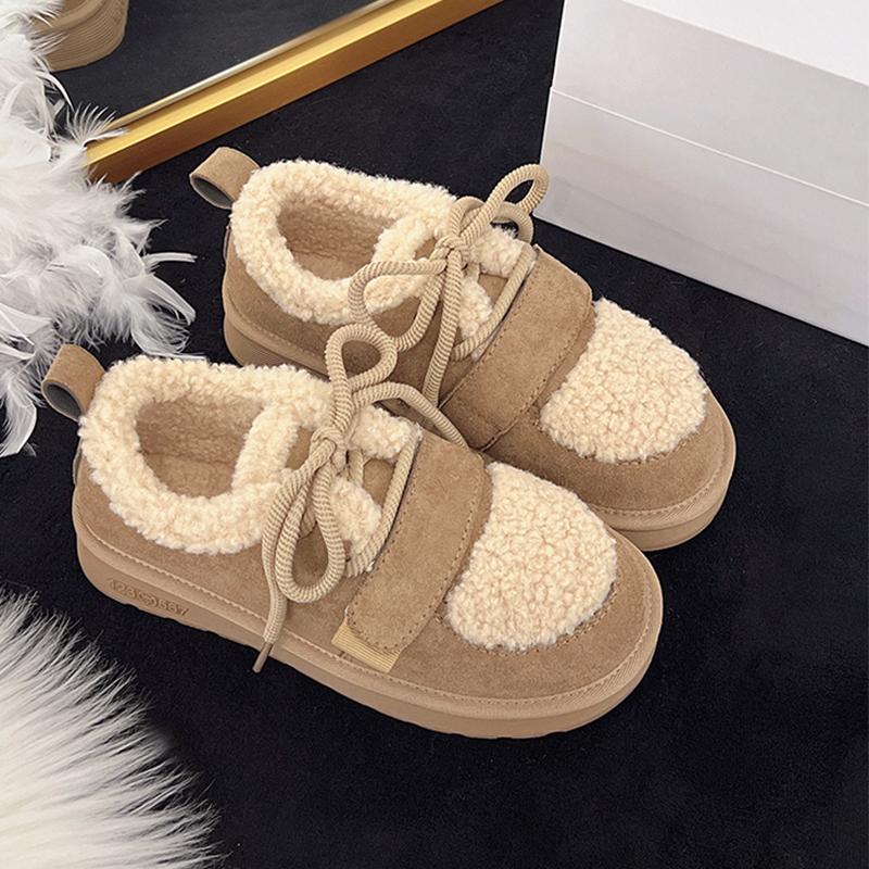 Fur Women's Cotton Shoes Flats Suede Fashion Warm Snow Boots   Brand Comfort Sport Shoes  Running Winter Boots Ladies