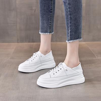Neue Leder kleine weiße Schuhe Damen Freizeit und leichte Damenschuhe trendige Damen Single Shoes atmungsaktive Board Shoes flache Schuhe