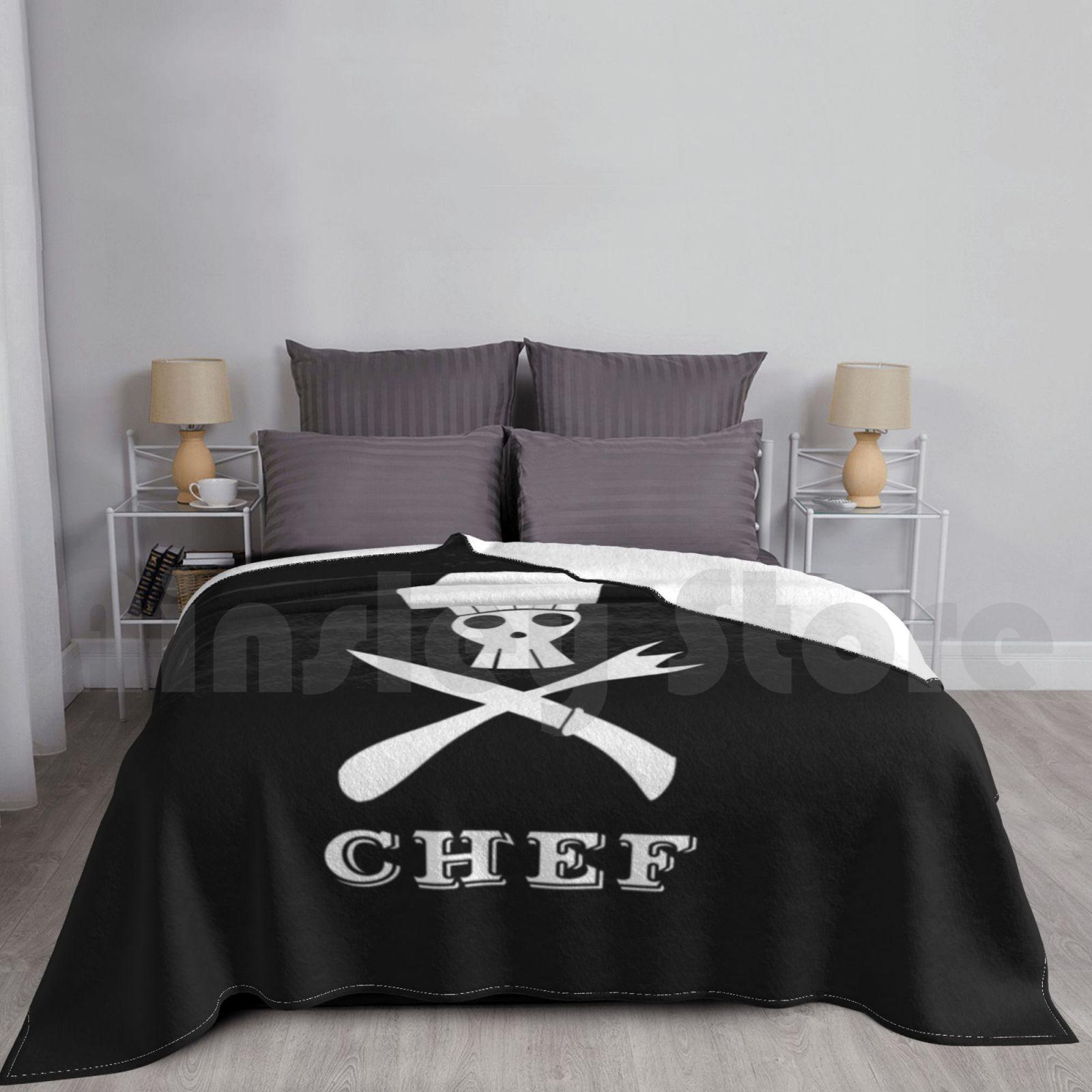 Chef Kitchen Cook Design-Skull Danger-Kitchen Lovers Blanket For Sofa Bed Travel Kitchen Chef Cook Chef Cook Size: 75*100cm, Weight: 230 GSM