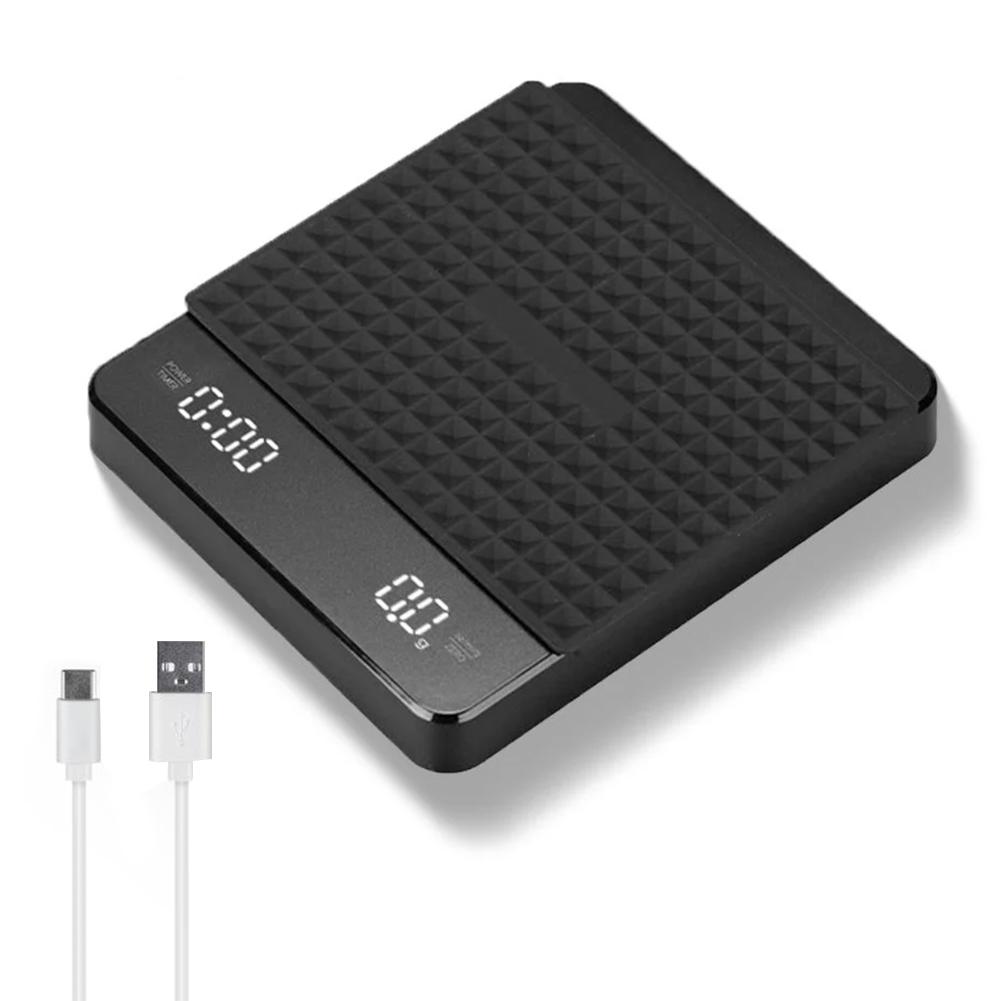 Mini Coffee Scale with Timer Accurate Scale Auto Tare Rechargeable 3kg/0.1g Portable Digital Kitchen Scale Espresso Coffee Scale