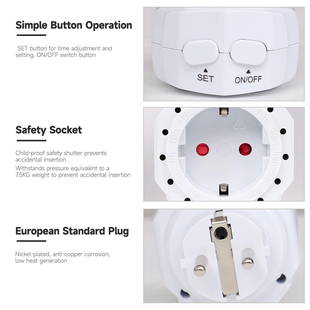 12 Hour Timer Socket Plug Smart Countdown Timer Outlet Universal Timing Switch 220V EU Plug Timing Socket For Kitchen Charge3