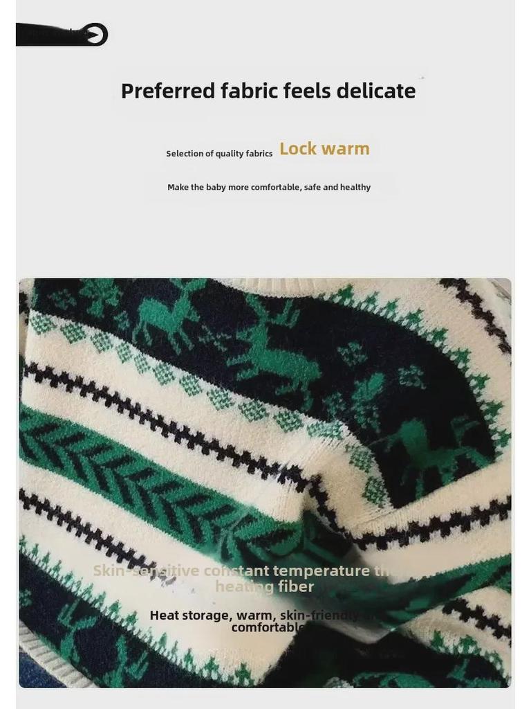 Boys' Thick Knitted Pullover Sweater, Half-High Neck, Autumn/Winter 2023 Collection