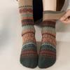 Ethnic-style Women's Midsize Socks, Women's Cotton Socks, Fashionable Long Socks for Autumn and Winter, Versatile Long Stockings