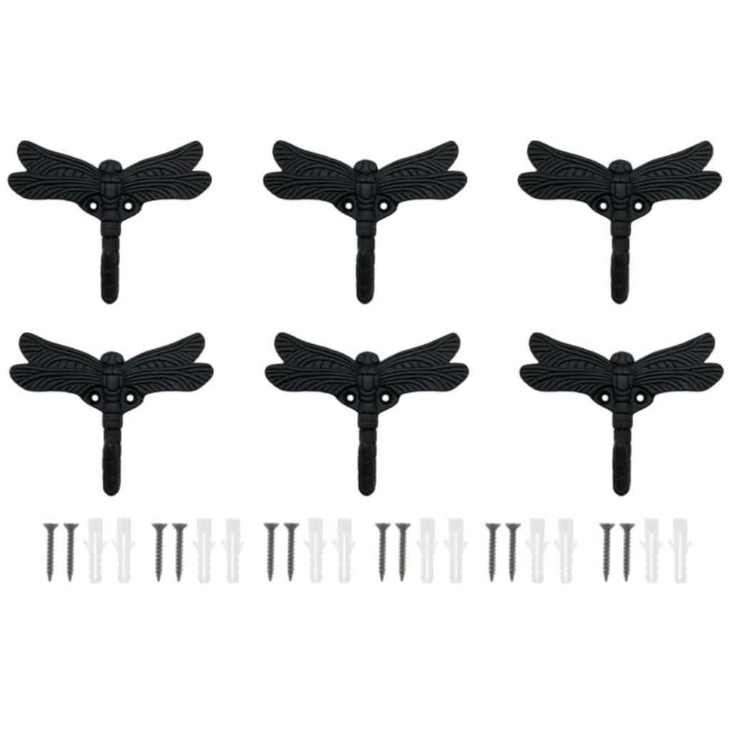 6 Pack Dragonfly Decorative Wall Hooks Decorative Mounted Hanger Vintage Coat Hooks for Coat Towel Robe Clothes Hats Bags Keys