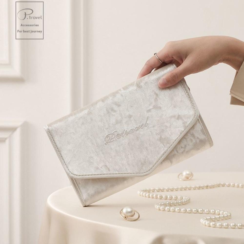 

Foldable Jewelry Case Roll Travel Jewelry Organizer New Jewelry Storage Bag Travel бежевий