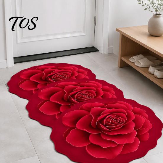 Anti-slip Mats for Bathroom Flowers Rug, Diatomaceous Earth Bath Mat, Super Absorbent Non-slip Water Bedside Rugs Floral Rose Sunflower Mat