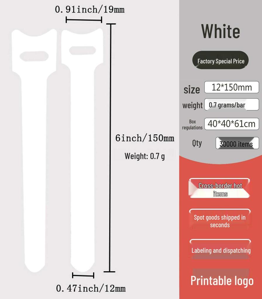 Nylon T-Type Self-Adhesive Hook and Loop Cable Ties