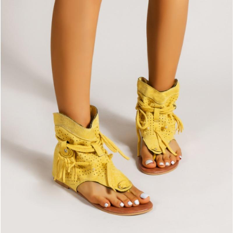 Fashion Women's Sandals 2025 Retro Gladiator Ladies Clip Toe Vintage Boots Casual Tassel Rome Fashion Summer Woman Shoes for Female New