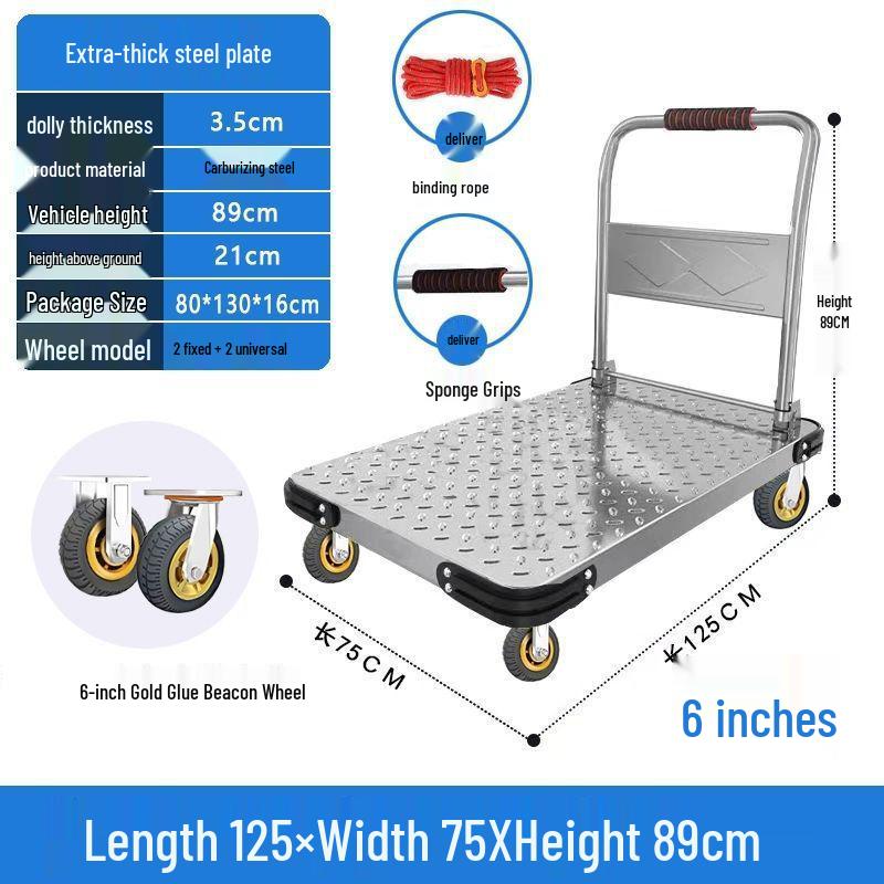 Portable Folding Steel Plate Dolly Hand Truck Cart for Household Use