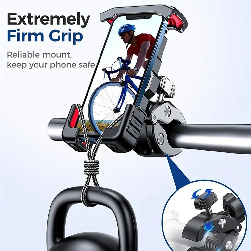 Motorcycle Navigation Frame Bike Holder 360° View Universal Bicycle Holder 4.7-7 Inch Mobile Stand Shockproof Bracket GPS Clip Mobile Phone Holder