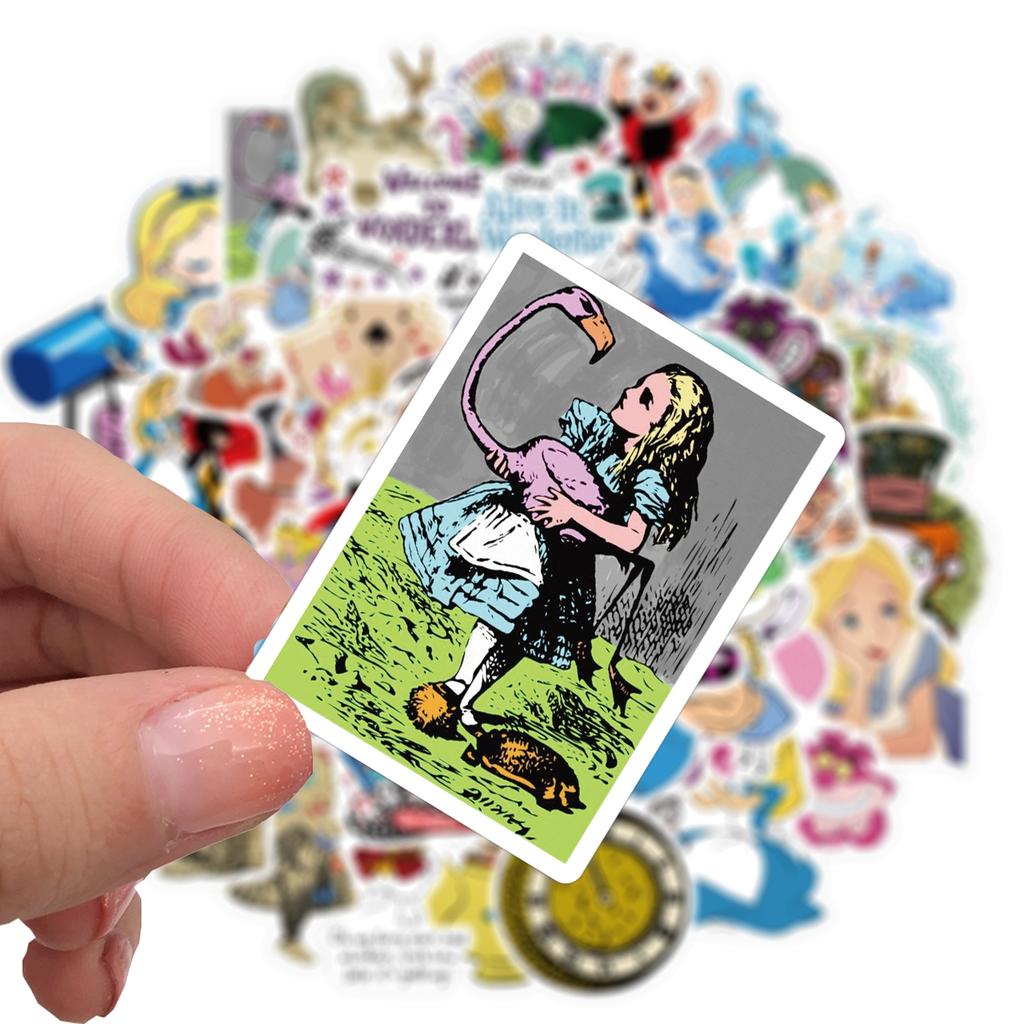 50pcs Disney Movie Alice in Wonderland Stickers Cute Cartoon Graffiti Sticker Decals for Kids Toy Water Bottle Phone Case