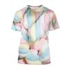 Colourful Cotton Candy T-shirt For Men's Kids 3D Printing T Shirts Round Neck Short Sleeves 2024 Summer Casual Funny Tee Shirts