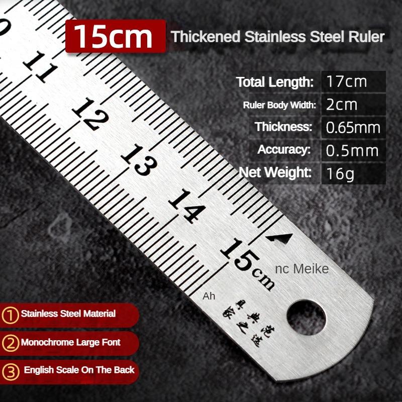 Stainless Straight Ruler Steel Double Side Centimeter Inches Scale Metric Ruler 15cm/20cm/30cm/50cm Tool School Supplies Rulers