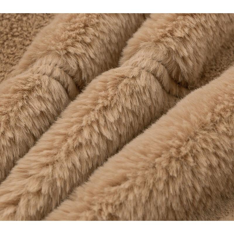 Women's Autumn Winter Faux Fur Short Coats Zipper Plush Warm Oversized Thick Jacket Turn Down Collar Overcoat