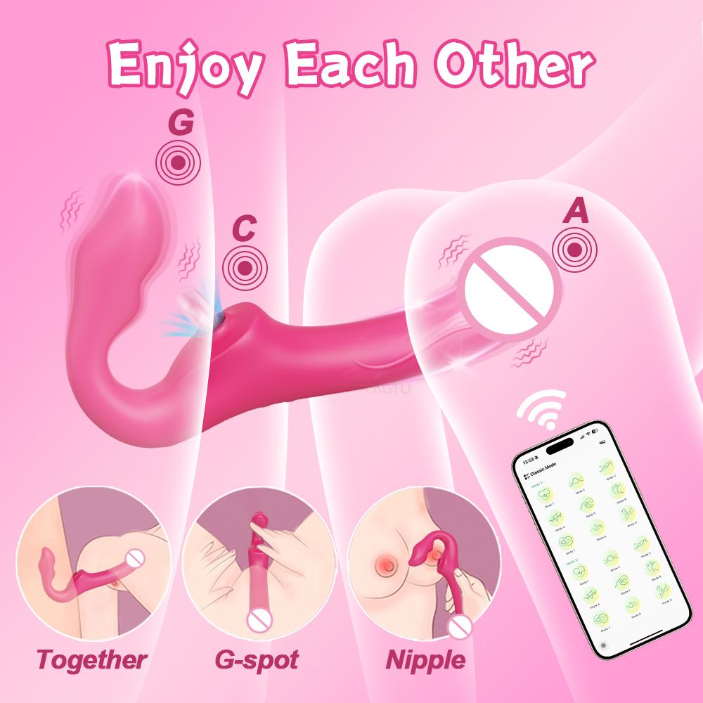 Wireless 3 In 1 Dildo Vibrator for Women Double-Ended Lesbian G-Spot Dildos Couples Female Masturbator Adults Sex Toy 18+