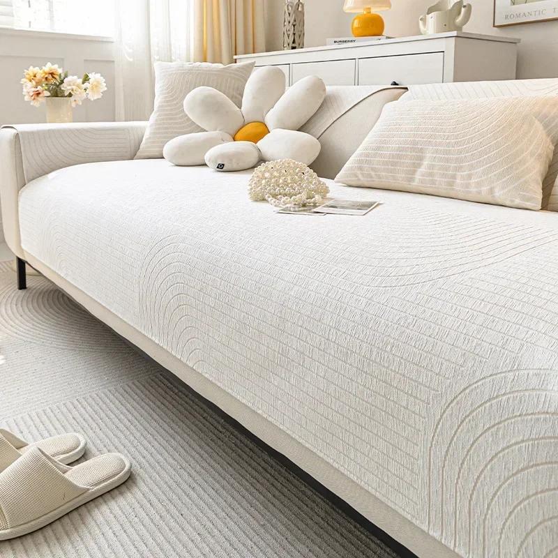 Nordic Chenille Sofa Mat Solid Color Sofas Towel Non Slip Sofa Covers for Living Room Luxury Corner Couch Cushion Seat Pad Home