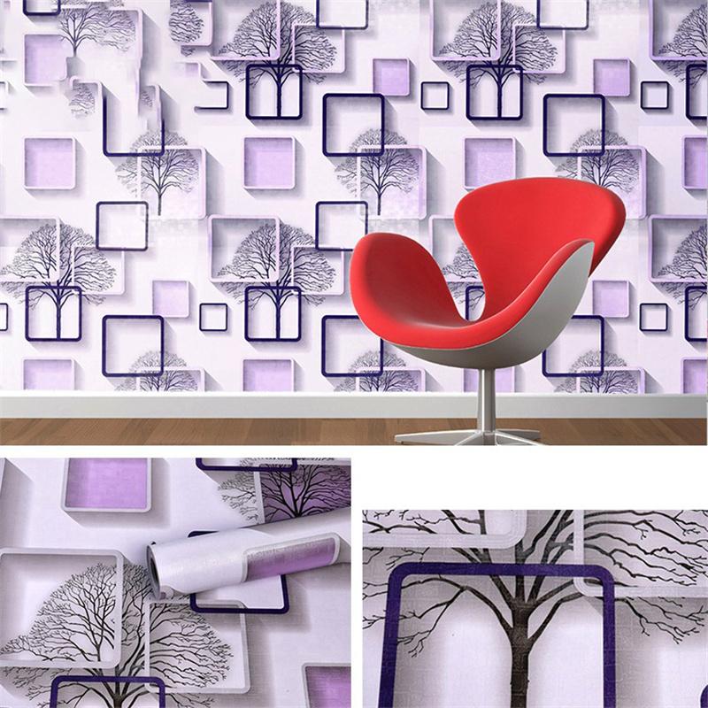10m/20m PVC Thickened Geometric Grid Tree Background Self-adhesive Wallpaper Renovation Stickers Hotel Home Decor