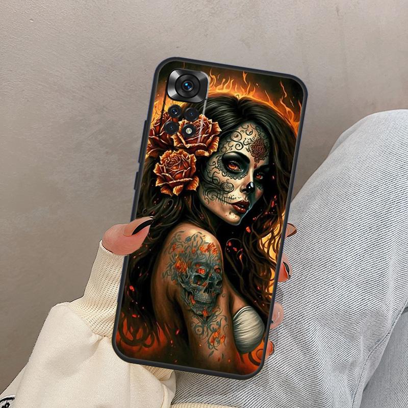 Mexican Skull Girl Tattooed Art For Xiaomi Redmi Note 13 10 12 11 14 15 Pro Plus Case Cover For Redmi 15 13C 12C 14C 10C 15C