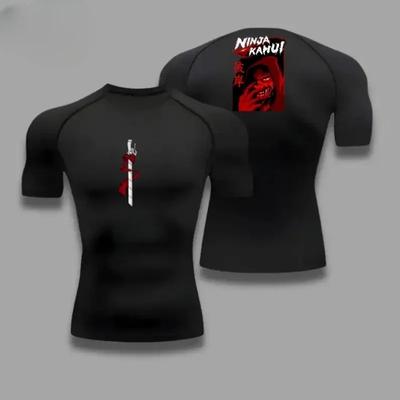 Camiseta Masculina de Manga Curta Respirável Secagem Rápida Alta Elasticidade Estampa Corrida Ciclismo Academia Treinos Camisas
