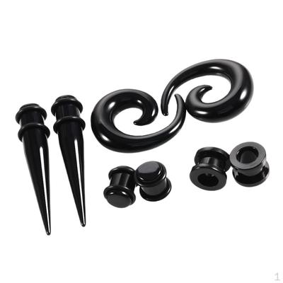 12G-00G Acrylic Tapers + Tunnels Spiral Ear Gauges Expander Kit Jewelry for Women Men Unisex