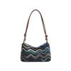 Ethnic Style Striped Crossbody Bag Slack Feeling Commuter Crossbody Bucket Bag Broadband Single Shoulder Knitted Armpit Bag Women