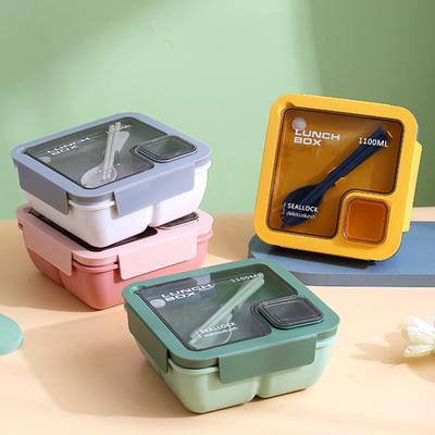 850/1100 ML yemek kabı Toz geçirmez Kapak Bölmesi Tasarım Öğrencileri Taşınabilir Bento Kaşık Çubuklarını