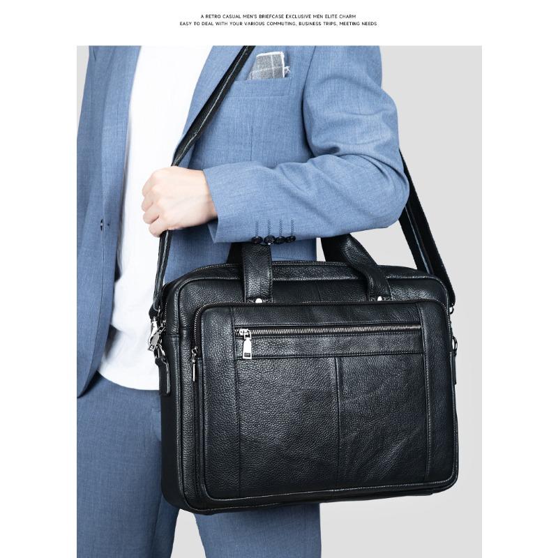 The First Layer of Cowhide Men's Briefcase High-grade Hand-made Soft Leather Laptop Bag Men's Business Bag