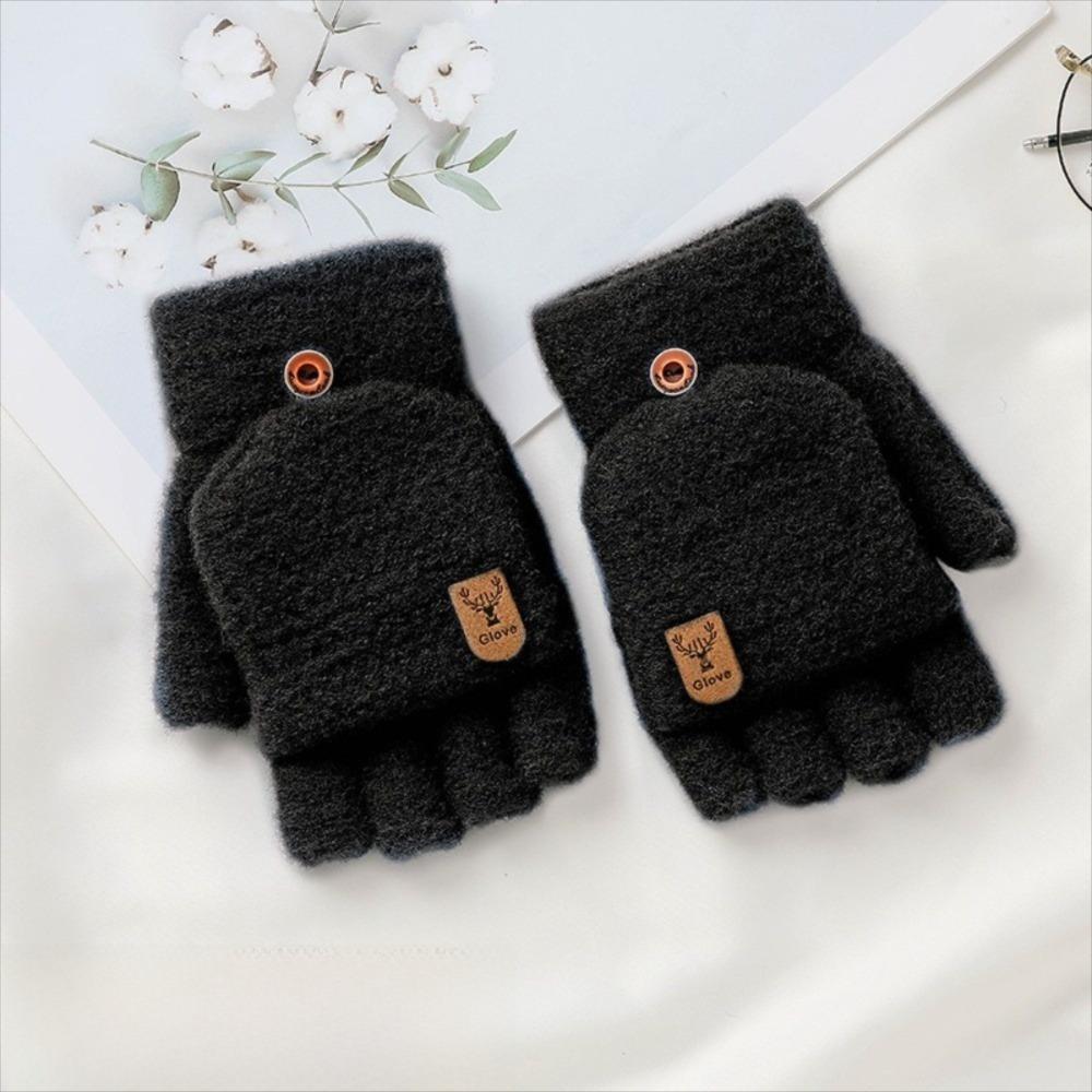 Warm Winter Knitted Gloves Thickened Writing Mittens Fashion Half Finger Mittens  for Men