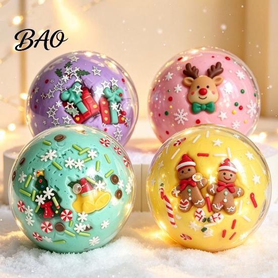 Anxiety Relief Squeezable Ball 1/4Pcs Christmas Stress Fidget Toy, Ball, Xmas Elastic Theme Sensory Party Favors for Adults and Kids Squeeze Toy