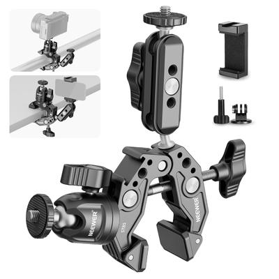 Neewer Super Clamp Dual Ball Head Magic Arm with Ball Head Cold Smartphone Action Camera Clamp Mount for Compatible with iPhone 15 Pro Max ST85 3"
