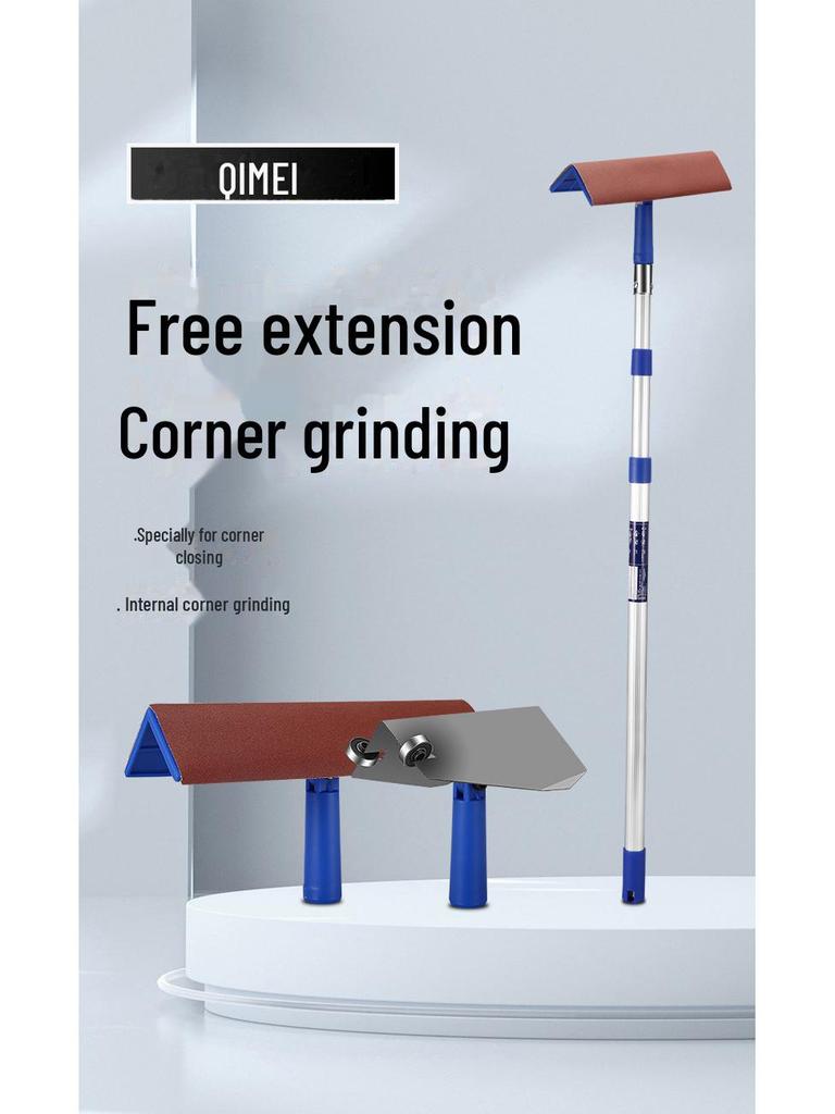 Telescopic Corner Scraper with Self-Adhesive Sandpaper for Dry Grinding