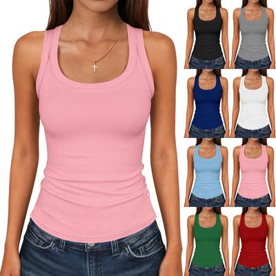 Women's Square-Neck Ribbed Knit Fitted Sleeveless T-Shirt