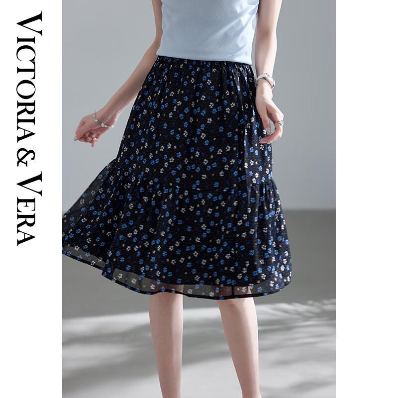 VICTORIA&VERA Floral Tiered A-Line Mini Skirt L