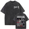 Rey del Pop Michael Jackson Era Bad Camisetas Vintage Lavadas Unisex Mujer Gótico Hip Hop Street Camisetas de Algodón Casual Holgadas