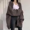 Plus Size Women Sweater Autumn Winter Loose Knitting Korean Lantern Sleeve Cardigan Single Breasted Oversized Sweaters